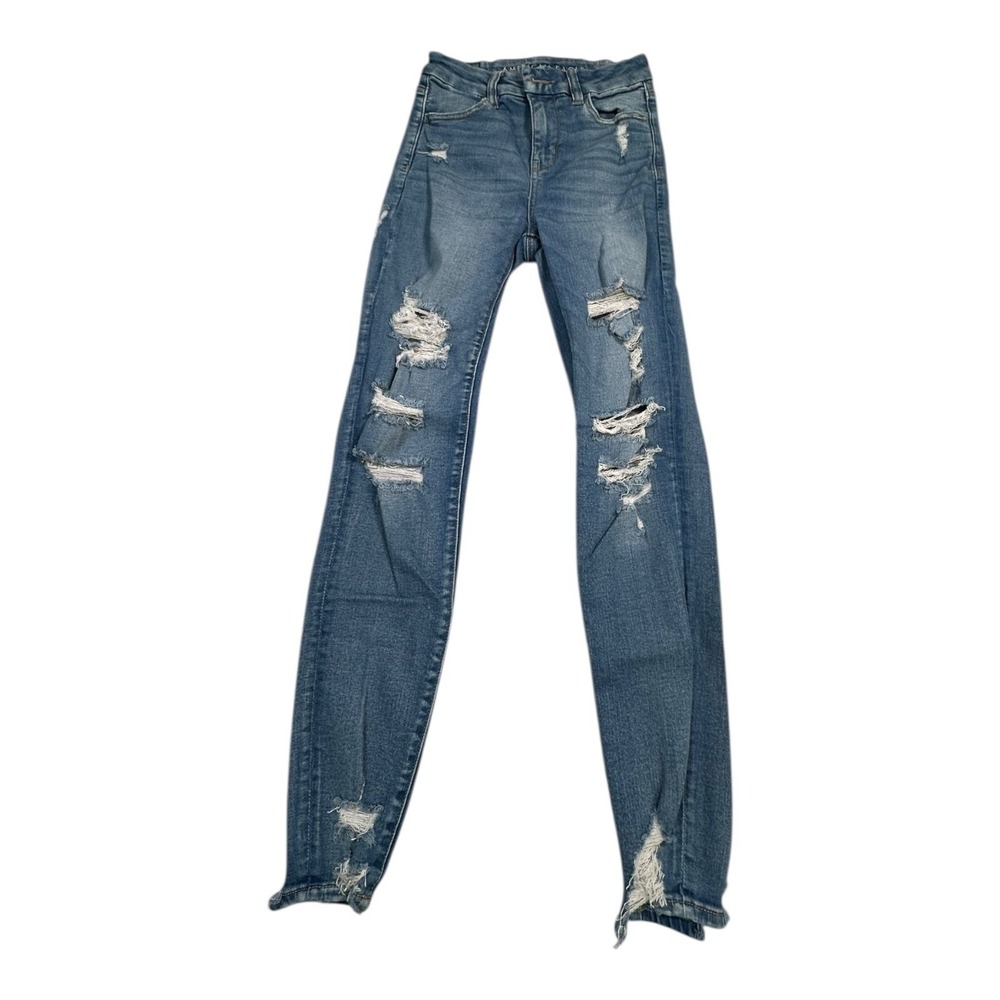 American Eagle Outfitters Womens‎ Jeans Distressed Ripped Blue Size 0 Short